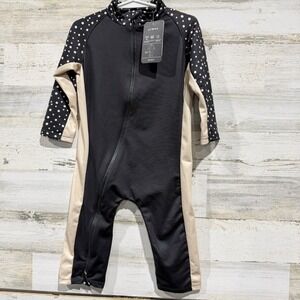 Stonz Sun Suit 18-24M Black Polka Dot Rash Guard UV Protection NWT